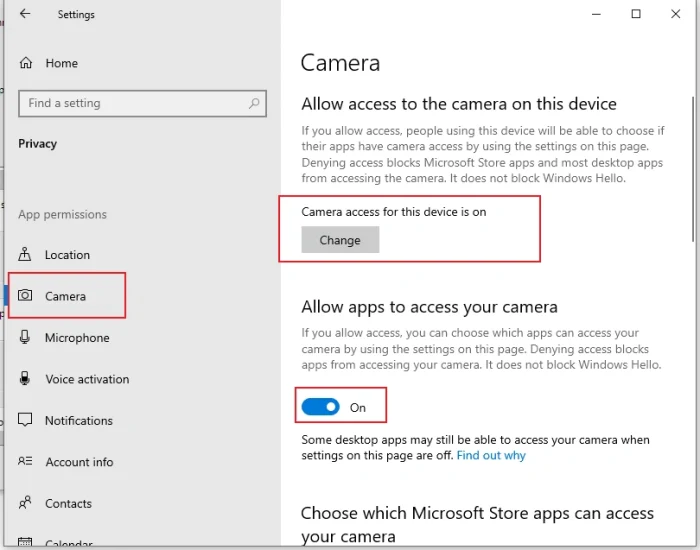 w10camera access e1751891543159 Camera Not Working on Laptop
